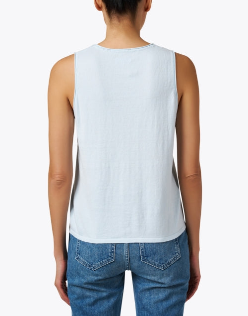 Lightweight Blue Cotton Cashmere Blend Sleeveless Tank Top