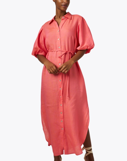 Stylish Peony Pink 100% Linen Maxi Madeline Dress