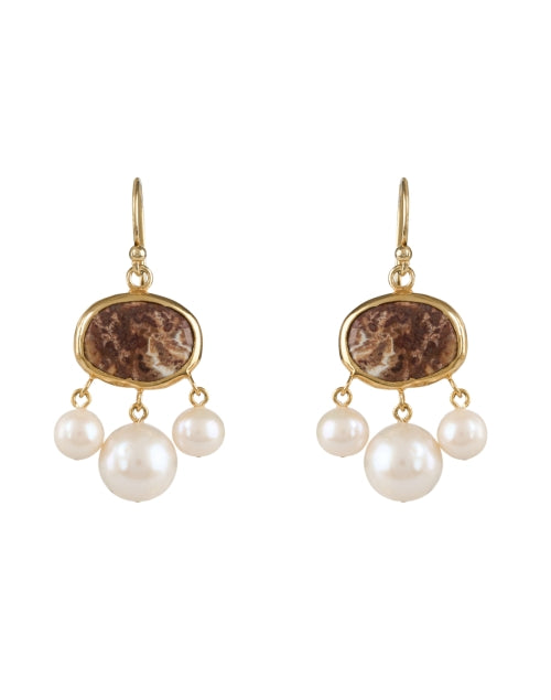 Stylish Red Zebra Jasper and Pearl Drop Earrings for All-Day Wear