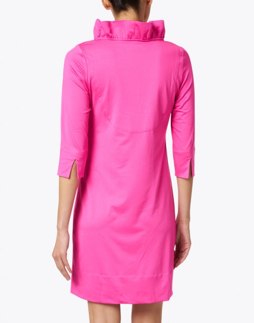 Stylish Pink Women's Ruffle Neck Evening Dress