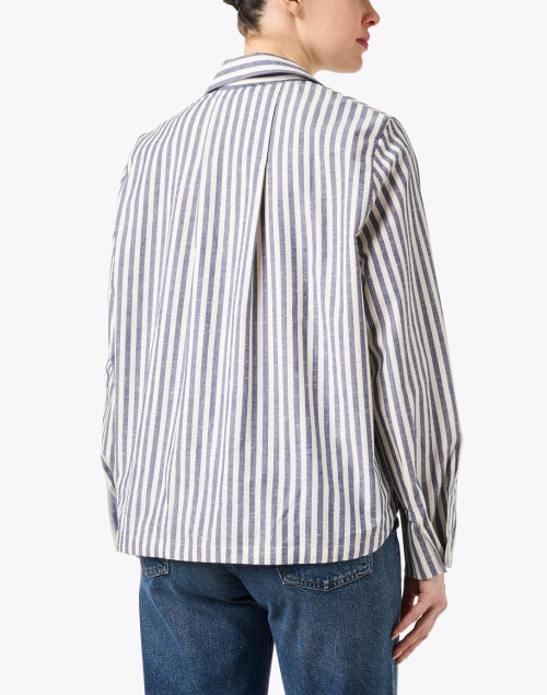 Ines de la Fressange Noa Branded Blue and White Striped Women's Blouse Top