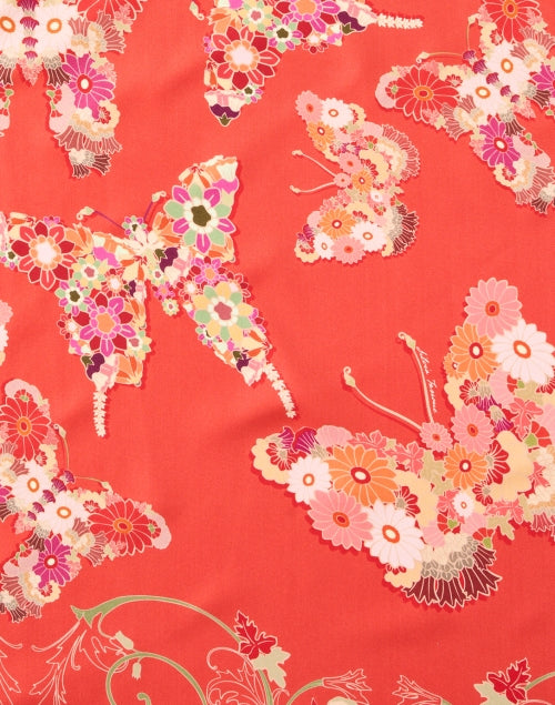 Franco Ferrari Lightweight Silk Scarf with Stunning Coral Floral Print