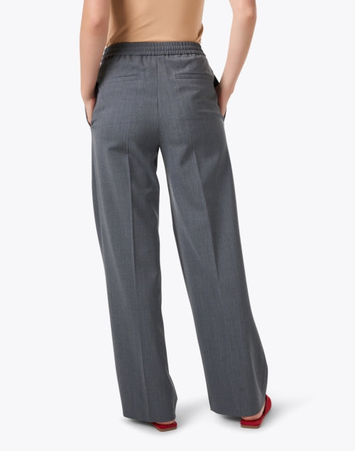 Stylish Petra Grey Elastic-Waist Wide-Leg Trousers