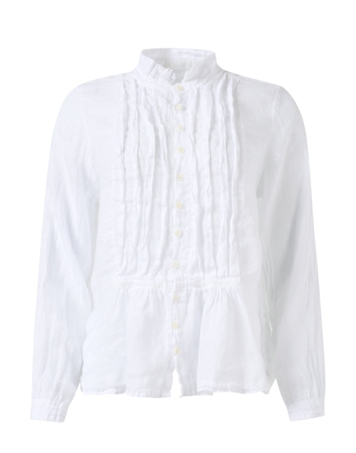 Claudine Women's Casual White Linen Cotton Gauze Top