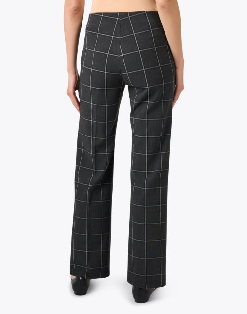 Jules Grey Windowpane Stretchable Knit Pull - On Wide - Leg Trousers