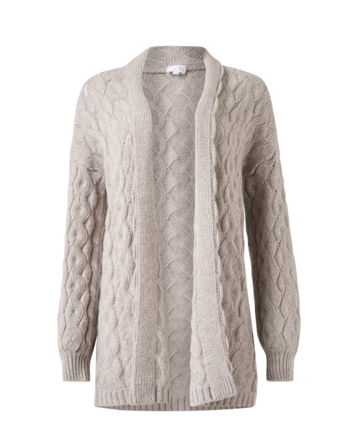 TSE Cashmere Stone-Colored Cable Knit Cardigan Sweater for Seasonal Styling