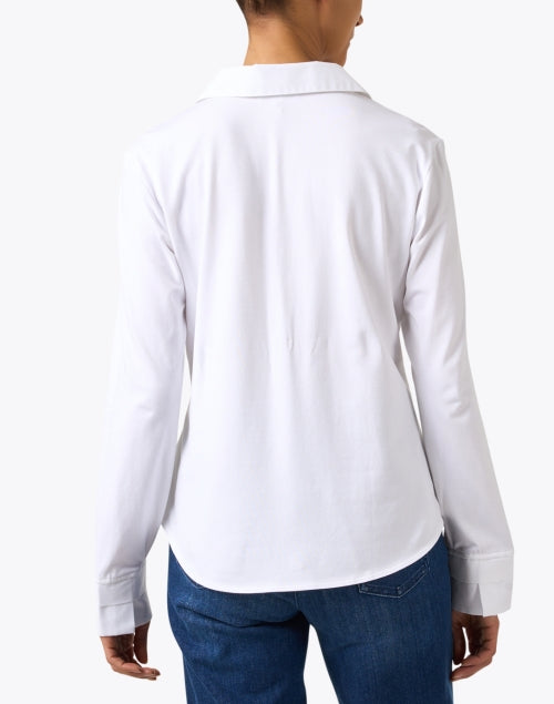 Ainsley Relaxed Stretch Cotton Blend White Henley Top for Versatile Style