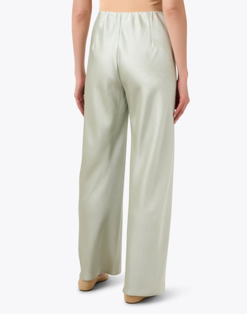 Timeless Green Satin Wide - Leg Bias - Cut Pants