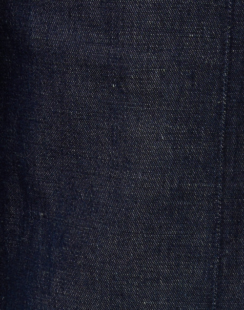 Stylish Navy Cotton-Linen Blend Odele Denim Flowy Wide-Leg Pants