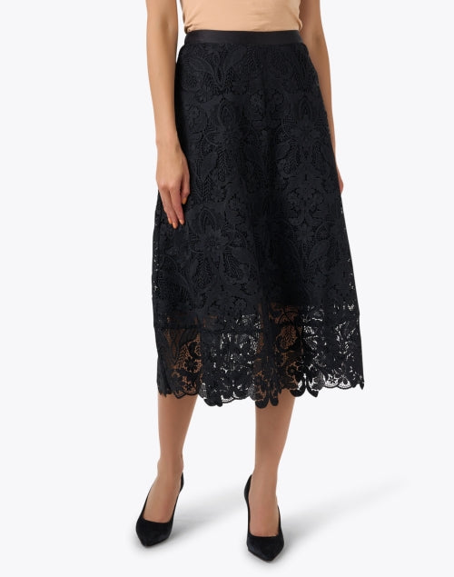 Gorgeous Gloria Midi-length Black Lace A-line Skirt