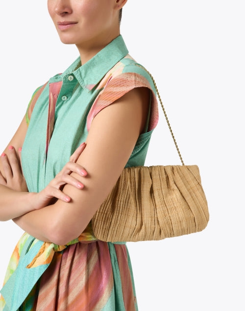 Brit Style Pleated Raffia Handheld Clutch Bag