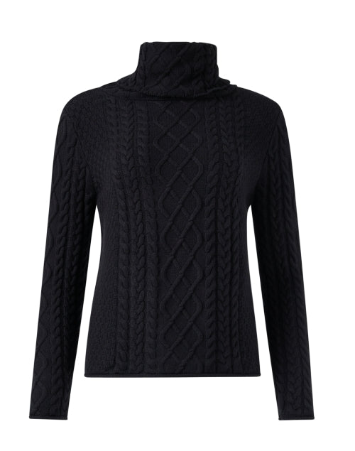 Stylish Geneva Black Cotton-Cashmere Blend Turtleneck Sweater
