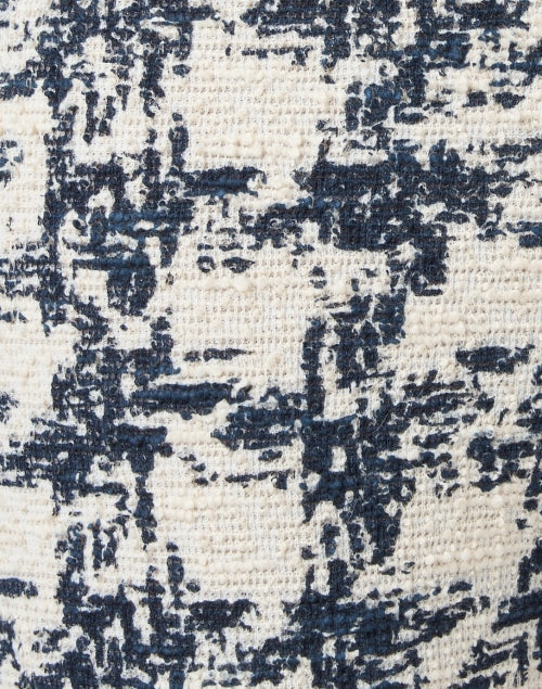 Stylish Leo White and Navy Stretch Boucle Cropped Flare Pull - on Pants