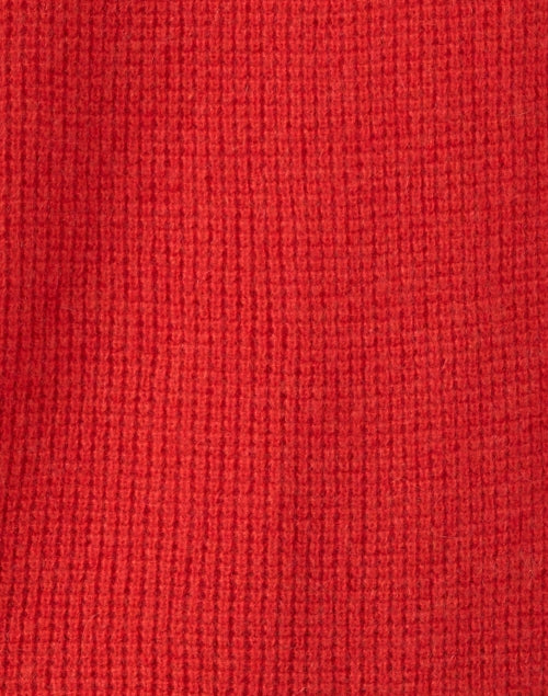 Luxurious Carmine Red Cashmere Waffle Knit Sweater for Versatile Styling