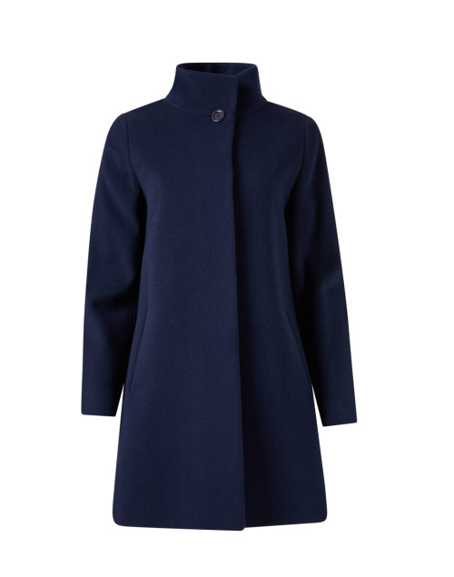 Stylish Navy-colored Wool Overcoat for New Season