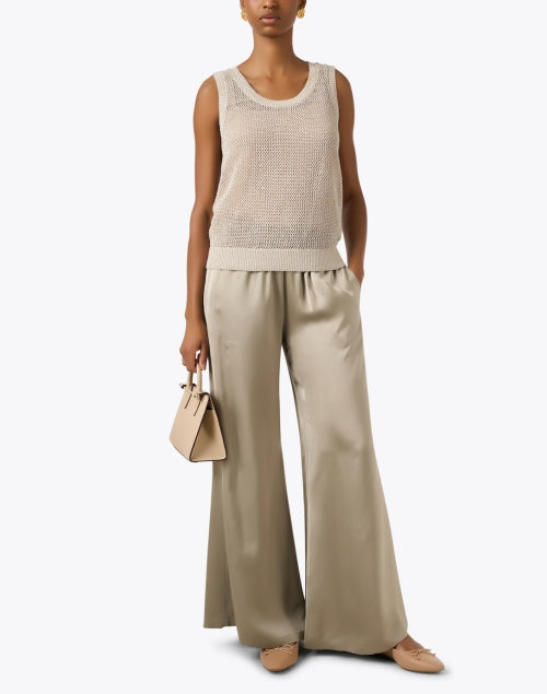 Elegant Green Satin Wide-Leg Women's Pants for Versatile Wear