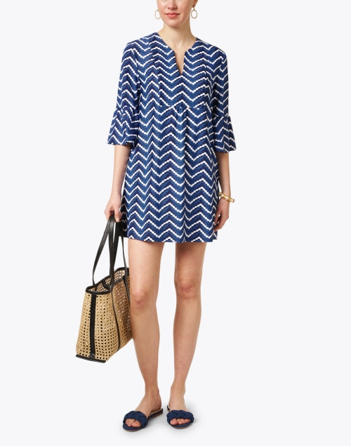 Stylish Kerry Navy Chevron Patterned Women's Dress for Everyday Wear