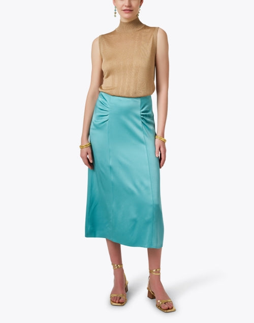 BOSS Vaniki Blue Luxurious Satin Slip Skirt for Stylish Occasions