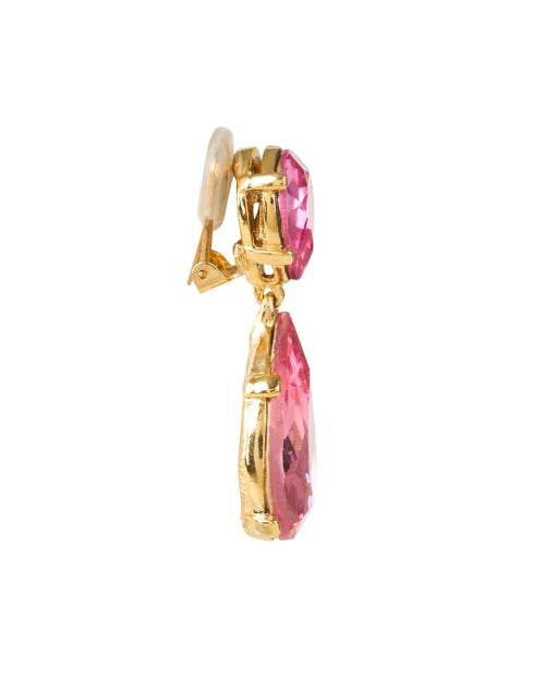 Stunning Gold-Plated Pink Teardrop Clip-On Earrings by Kenneth Jay Lane