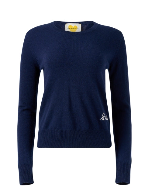 Stylish Indigo-colored Cashmere Women's Knit Sweater