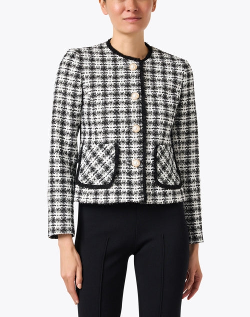 Stylish Alex Black and White Checked Cropped Jacket for Daytime Wear