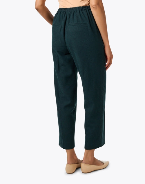 Stylish Dark Green Wool Blend Straight-Leg Pull-On Pants