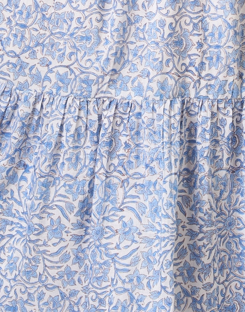 Stylish Light Blue Printed Cotton - Silk Emily Dress for Warm Weather