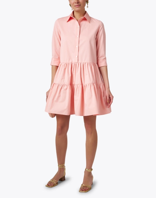 Fabulous Pink 100% Cotton Tiered Mini Shirt Dress