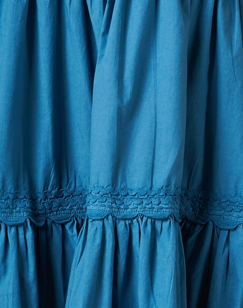 Stylish Blue Embroidered Cotton Mini Dress for Resort Wear