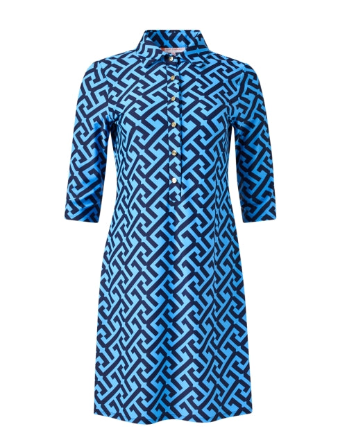 Stylish Susanna Women's Blue Key Patterned Print Dress for Daytime Wear