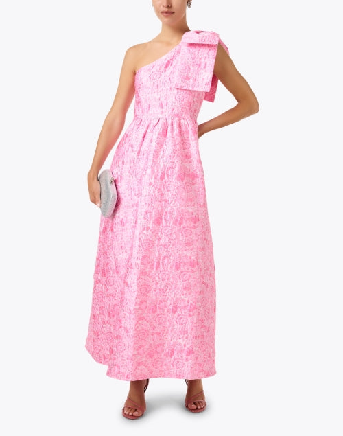 Caroline Women's Pink Jacquard One - Shoulder Party Dress