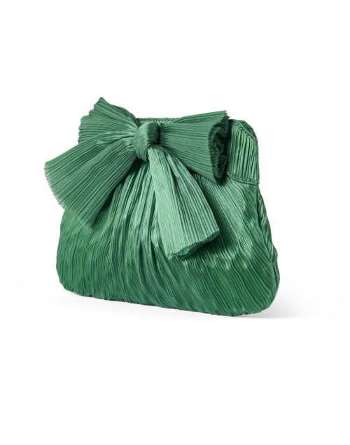 Rayne Green Platinum Metallic Pleated Organza Bow Clutch for Special Occasions