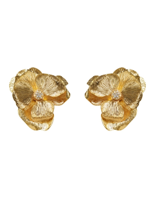 Gorgeous Gold Plated Flower Design Clip-On Earrings