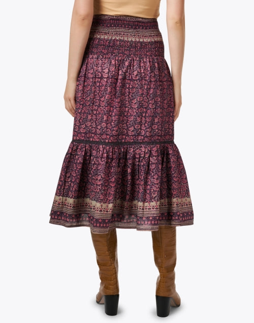Stylish Bell's Mandy Brown and Pink Metallic Paisley Print Skirt