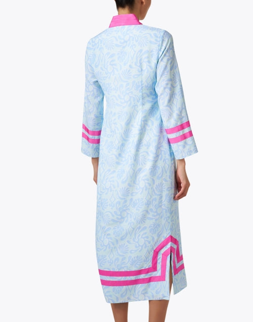 Stylish Blue and Pink Silk-Cotton Blend Whimsical Tunic Dress
