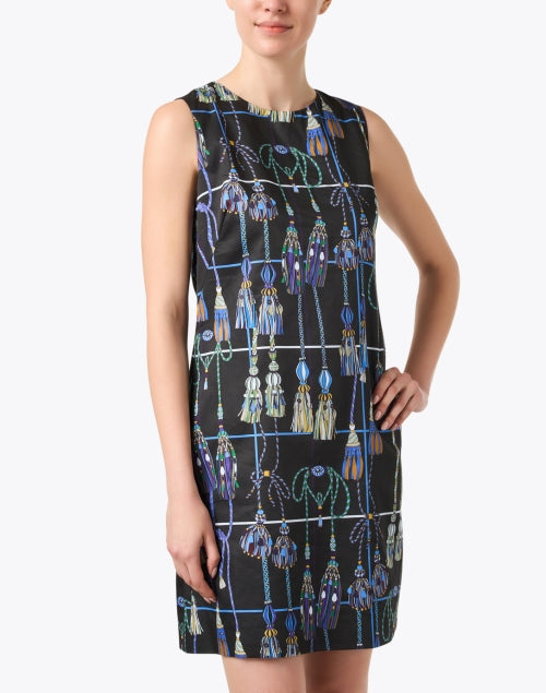 Stylish Remini Black Cotton Dress with Playful Print