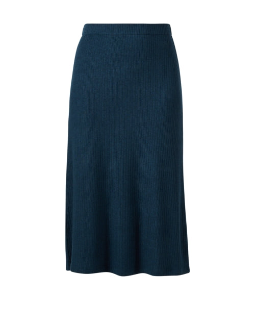 Teal Stretch Ribbed Knit Women's Midi Skirt