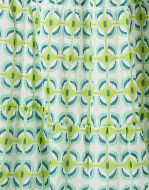Ro's Garden Jinette Maxi Shirt Dress with Intricate Green Print