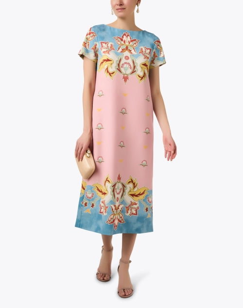 Stylish Adria Dress with Exquisite Pink and Blue Print