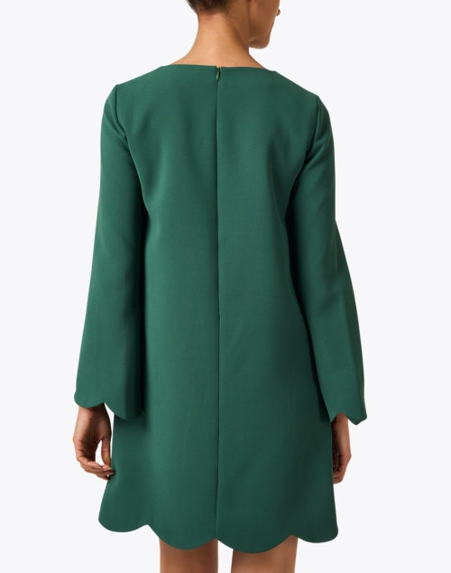 Ruoda Elegant Green Mini Shift Dress with Scalloped Trim