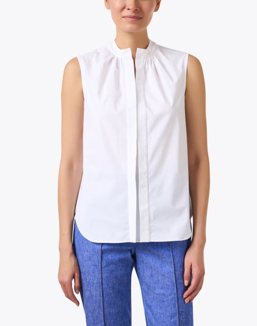 Stylish Olympia Women's White Stretch Cotton Blouse for Transitional Wear