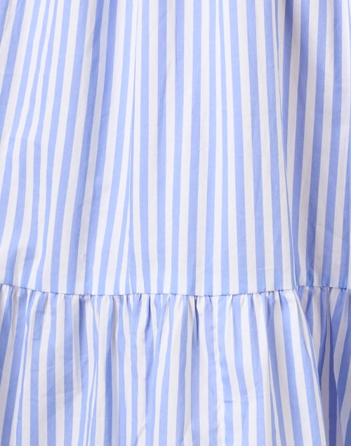 Stylish Blue and White Striped Women's Midi Cotton Dress for Getaways