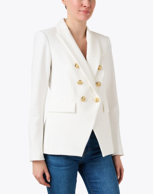 Stylish Miller White Dickey Jacket Featuring Decorative Gold Buttons