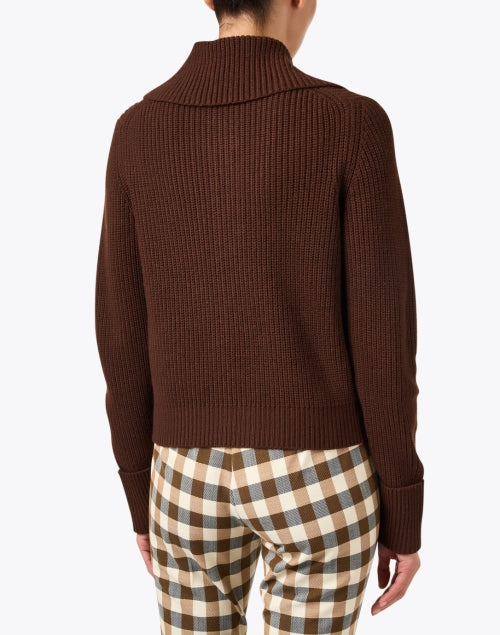 Luxurious 100% Brown Wool Collared Cardigan for Timeless Style