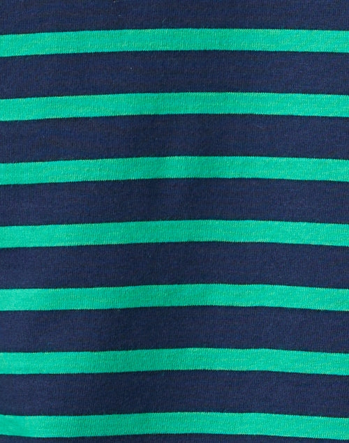 Luxurious Navy and Green Striped Airy Cotton Minquidame Top