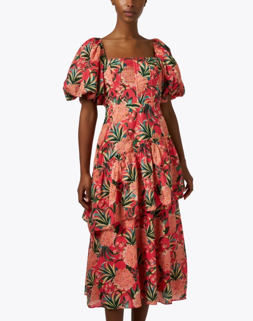 Stylish Red Dress with Pineapple Print and Feminine Design