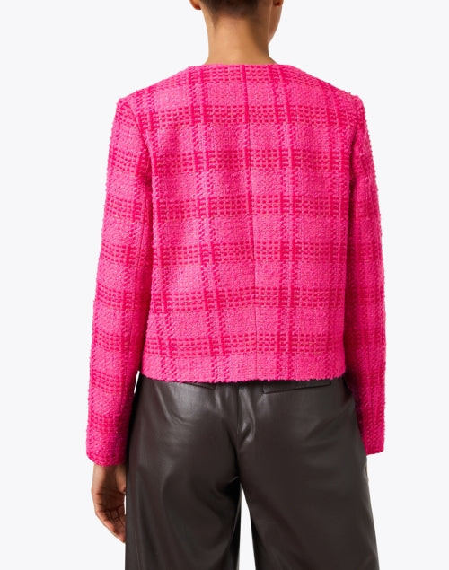 Sally's Elegant Pink Plaid Wool Blend Jacket