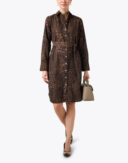 Kathleen Brown Leopard Print Cotton Dress for All - Day Wear