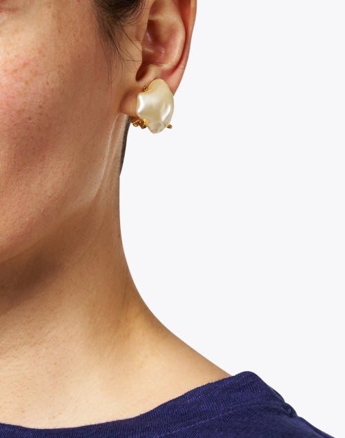 Classic Pearl Clip-on Earrings by Kenneth Jay Lane