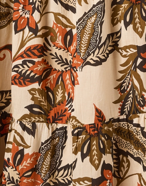 Stylish Beige Printed 100% Cotton Voile A-Line Roxie Dress